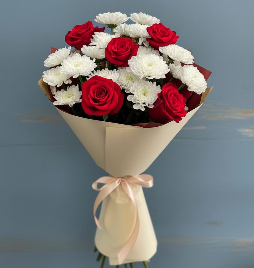 Букет цветов из: Розы и Хризантемы в Чернышевский