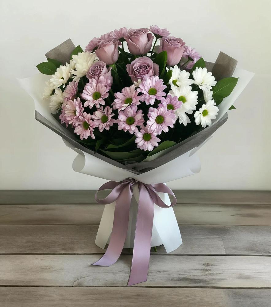 Букет цветов из: Хризантемы и Розы в Чернышевский