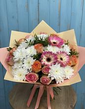 Букет цветов из:  Розы, Герберы и Хризантемы в Чернышевский