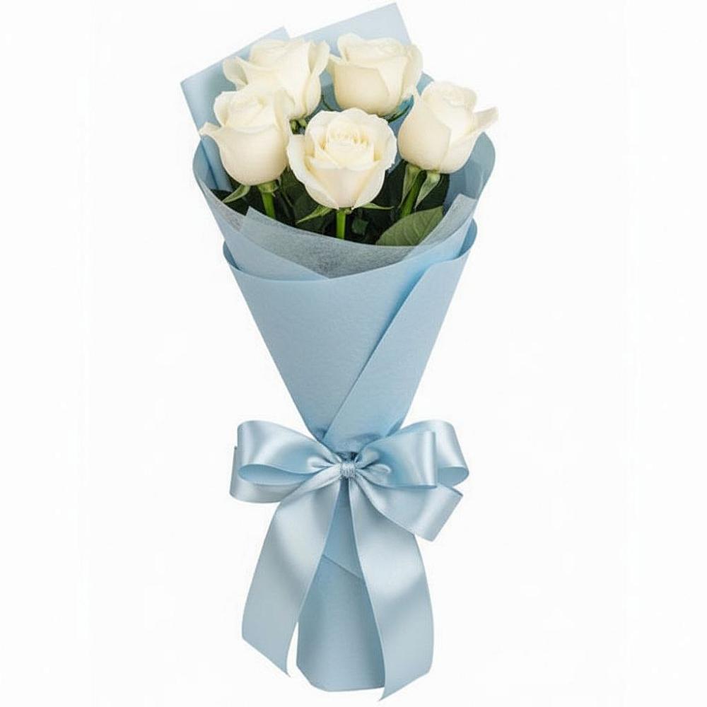 Букет 5 Белых роз Проуд в Чернышевский