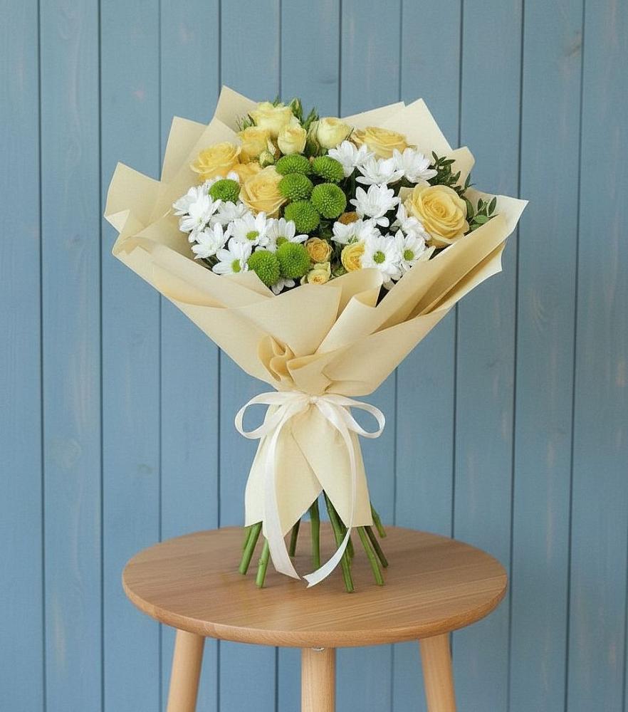 Букет цветов из: Хризантемы и Розы в Чернышевский