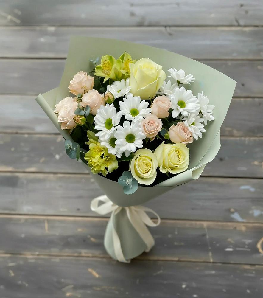 Букет цветов из: Альстромерии, Розы и Хризантемы в Чернышевский