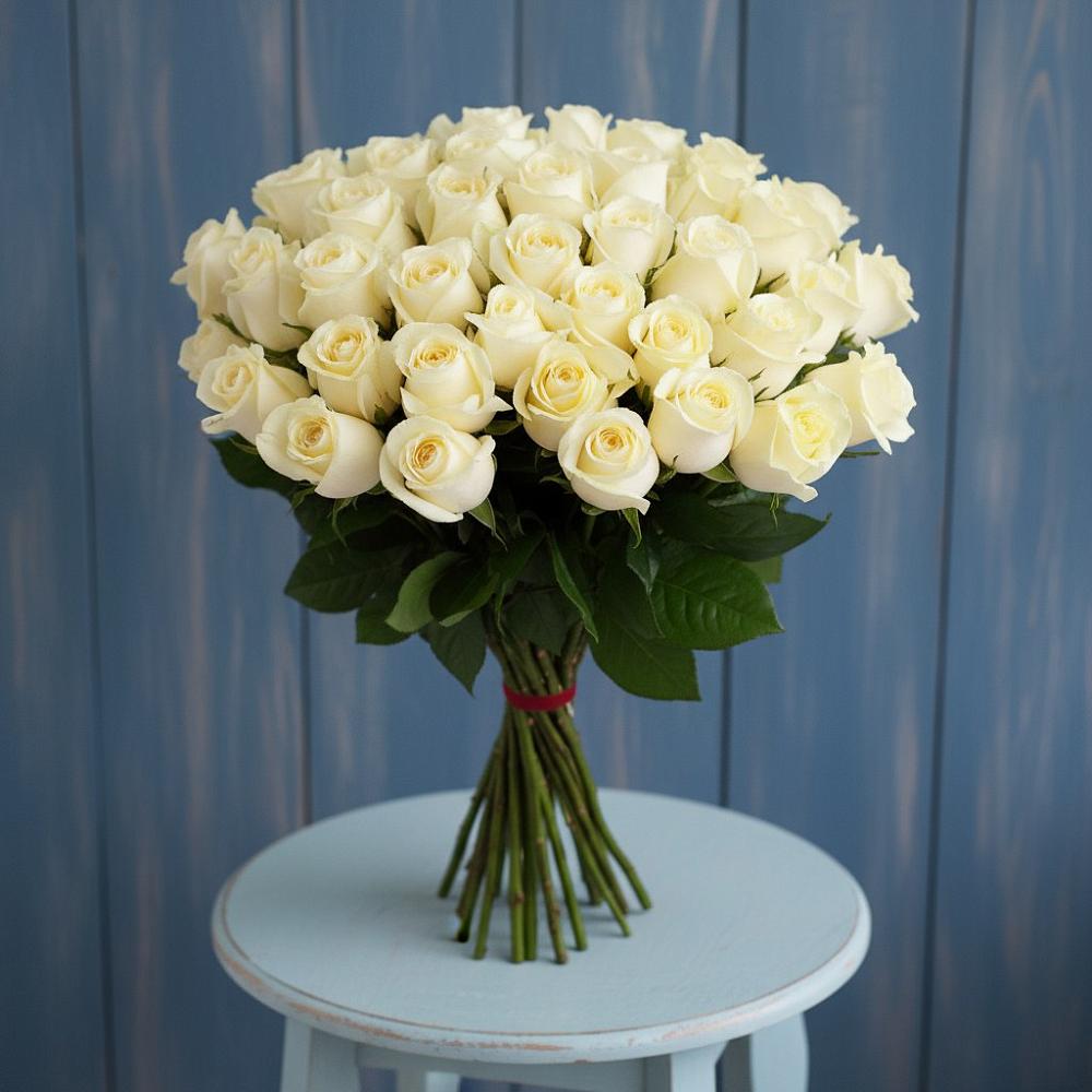 Букет 51 Белая роза Эдлесс Лав в Чернышевский