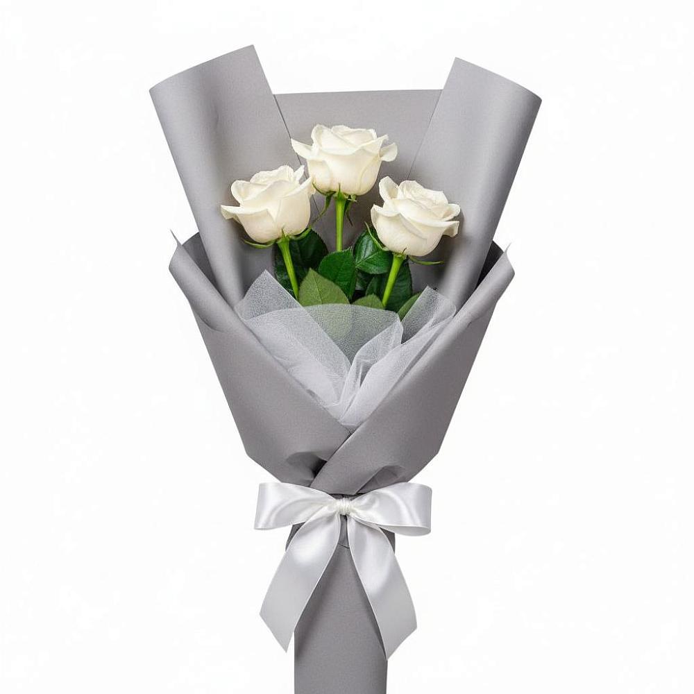 Букет 3 белые розы в Чернышевский