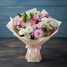 Букет цветов из:  Хризантемы, Альстромерии и Розы в Чернышевский