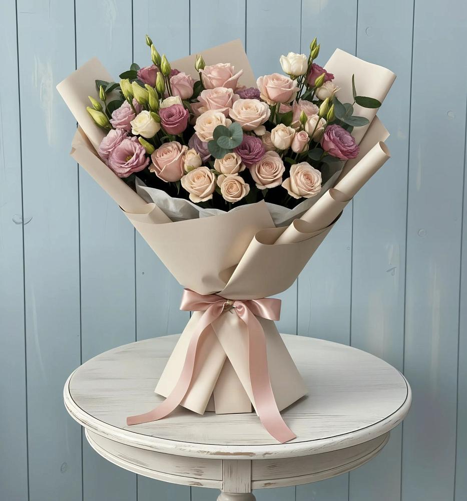 Букет цветов из: Розы и Лизиантусы в Чернышевский