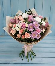 Букет цветов из:  Хризантемы, Розы и Альстромерии в Чернышевский