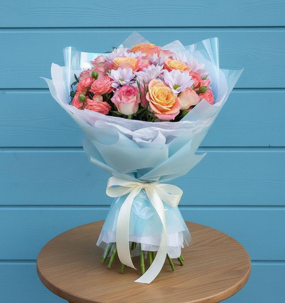 Букет цветов из: Хризантемы и Розы в Чернышевский