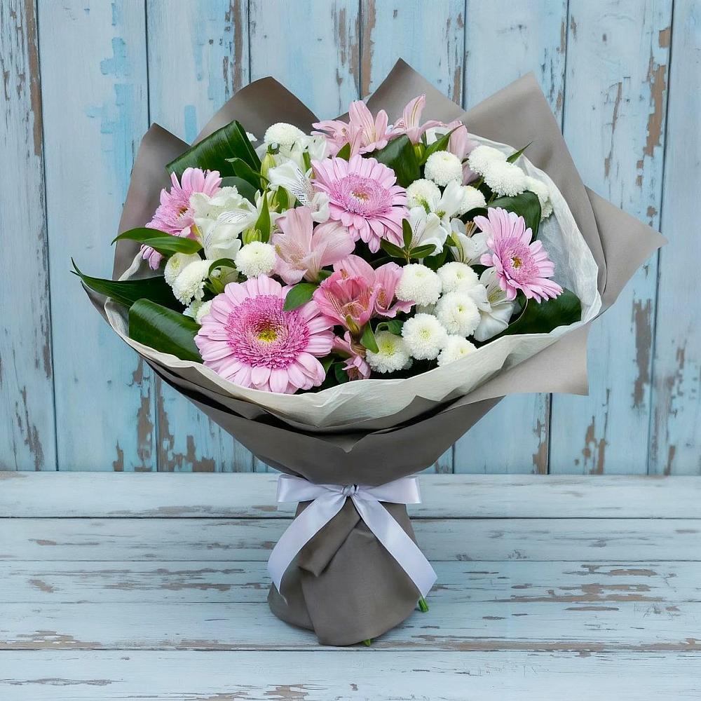 Букет цветов из: Герберы, Альстромерии и Хризантемы в Чернышевский